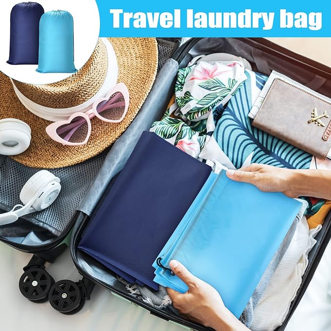 Nuogo 20 Pcs Laundry Bag Washable Travel Laundry Bags with Drawstring Lock Closure Large Heavy Duty for Camping Tent Blankets Dirty Clothes Yarn Fabric Storage, 38 x 24 Inches
