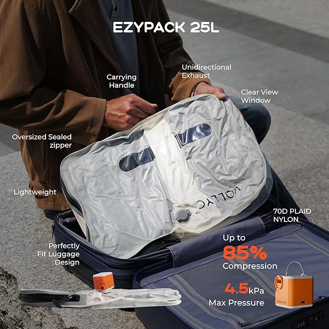 Travel Vacuum Bags with Pump, 25L Large Capacity Vacuum Bags for Travel, IPX7 Waterproof, Travel Essentials Compression Bags for Luggage Backpack Suitcase Home Storage