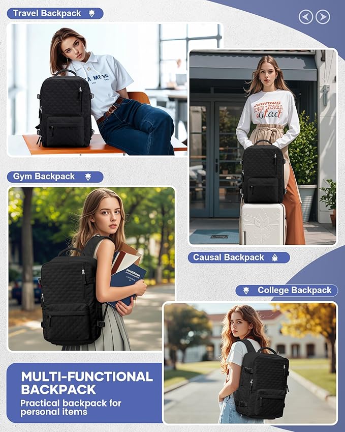 WONHOX Travel Vacuum Storage Backpack with Air Pump Vacuum Seal Compression Space Saver Bags Clothing Vacpack Travel Bag Carry on Personal item Laptop Work Backpacks Women Men Black