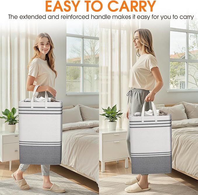 4 Pack Large Laundry Baskets, Laundry Hampers, Freestanding Waterproof Collapsible Clothes Bag with Extended & Reinforced Handles - Clothes Basket for Dorm, Bathroom, Home (75L)