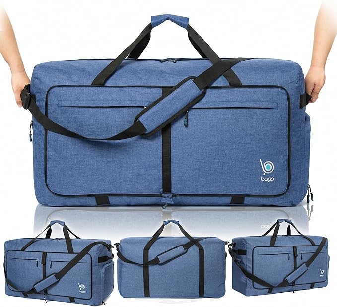 Bago Extra Large Duffle Bag for Travel Women & Men. Durable, Lightweight, Foldable Travel Duffel Bags For Traveling Women. 140L Duffle Bags Use As a Weekender Bag with Shoe Compartment, Checked Duffel
