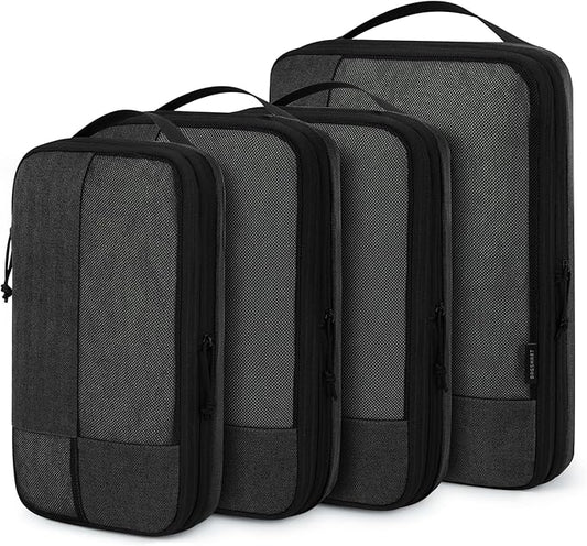 BAGSMART Compression Packing Cubes for Travel, 6 Set Packing Cubes for Carry on Suitcases, Compression Travel Cubes & Suitcase Organizer for Packing with Shoe Bag Black