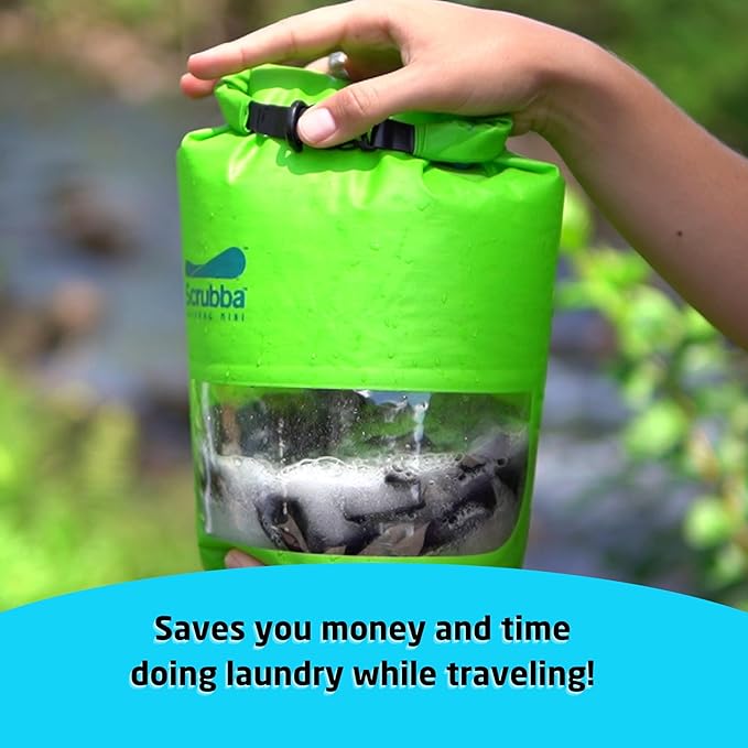 Scrubba MINI Wash Bag - Ultra-Compact Portable Washing Machine - Pocket-Size Clothes Washer for Travel, Camping & Hiking - Dry Bag & Laundry Essentials - Use with Detergent or Hand Soap - 3.0 oz.