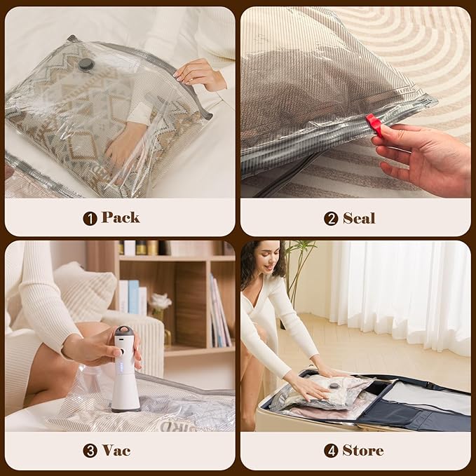 Vacbird Vacuum Bags for Travel with Rechargeable air Pump, Carry-on Size Compression Packing Bags for Luggage and Suitcase, Space Saver for Clothes and Clothing 15 Combo Travel Size
