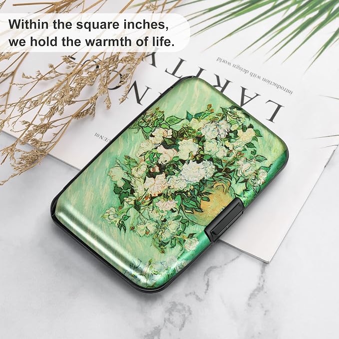 ELFISH Mini RFID Aluminum Wallet Credit Cards Holder Business Card Case Metal ID Case for Men Women(Vase Rose) - Image 6