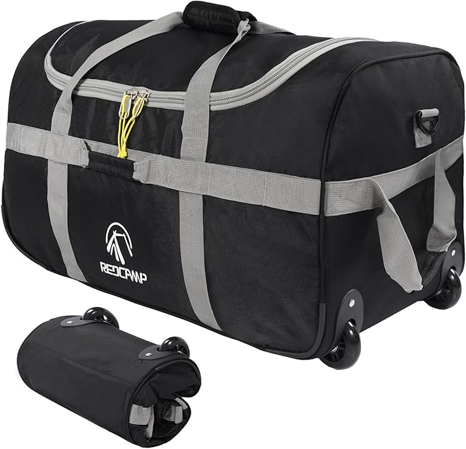 REDCAMP 85L/120L/140L Foldable Duffle Bag with Wheels, Large Travel Duffel Bag