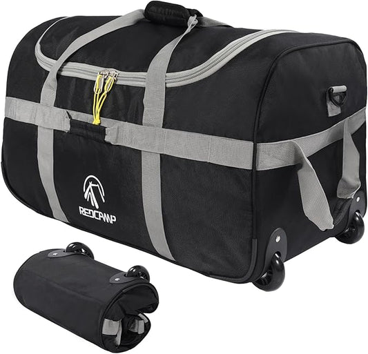 REDCAMP 85L/120L/140L Foldable Duffle Bag with Wheels, Large Travel Duffel Bag