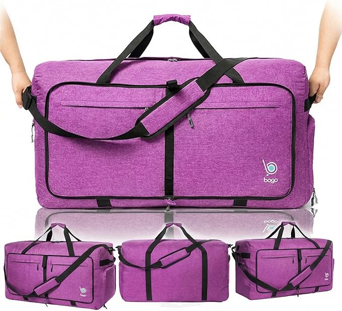Bago Extra Large Duffle Bag for Travel Women & Men. Durable, Lightweight, Foldable Travel Duffel Bags For Traveling Women. 120L Duffle Bags Use As a Weekender Bag with Shoe Compartment, Checked Duffel