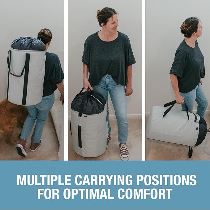 CleverMade Laundry Duffel Backpack Bag, 62L Large Laundry Bag with Straps, Drawstring Closure, Heavy Duty Laundry Backpack for Dorm, Travel, Gym, College, XL Foldable Clothes Hamper Tote, Gray