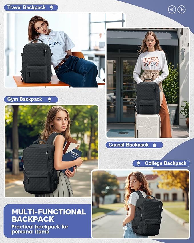 WONHOX Travel Vacuum Storage Backpack with Air Pump Vacuum Seal Compression Space Saver Bags Clothing Vacpack 18x14x8 inches Travel Bag Carry on Personal item Laptop Work Backpacks Women BlackGrey