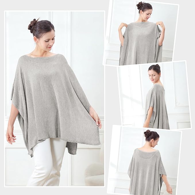 Nursing Cover for Breastfeeding – Soft & Breathable Lyocell Nursing Poncho for Mom, Lightweight Breastfeeding Cover, 360° Privacy Nursing Shawl for Travel & Pumping, Includes Laundry Bag