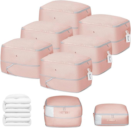 DIMJ Comforter Storage Bag 6 Pack - Blanket Storage Organizer Compression Bags, Large Capacity Ultra Space Saving Self Compression Organize for Bedding, Pillow, Duvet, Sheet Storage with Zipper Window