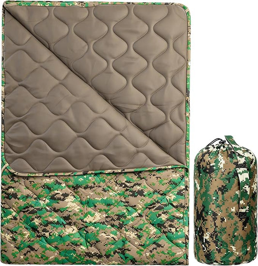 Lenotos Woobie Blanket, Thermal Insulated Military Poncho Liner, Water-Resistant, Portable, Insulation, for Hiking, Survival with Compression Carry Bag (Marpat)