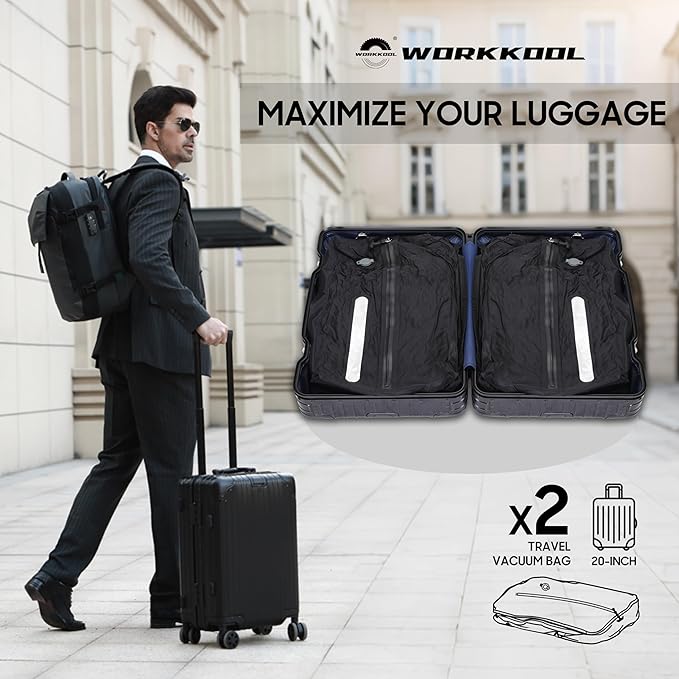 41L Vacuum Packing Cubes for Travel with Pump,Waterproof Travel compression bags for Suitcase, Luggage, Backpack with Manual Air Pump(Black,Large Volume 41L,2-PACK)