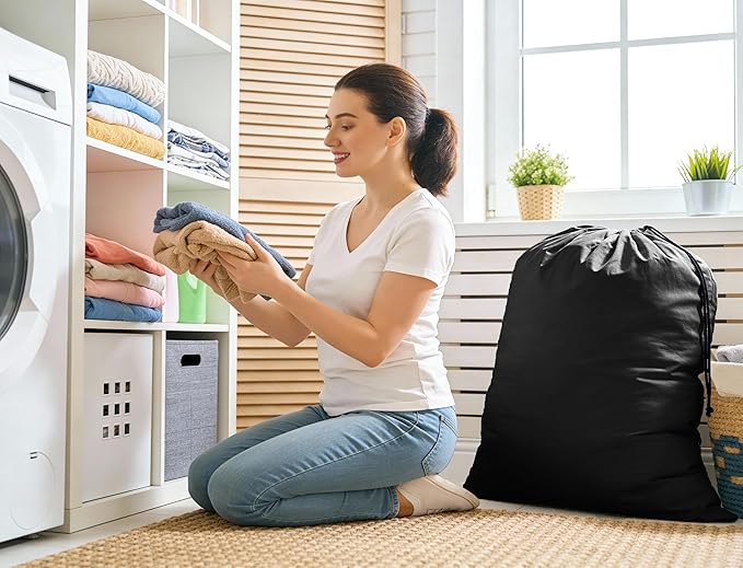 ZPECC Bulk Travel Laundry Bag,Extra Large Heavy Duty Laundry Bags 24 Pack,Washable Dirty Clothes Organizer XL for College Dorm Hotel Camping and Home Storage 30x40(Black)
