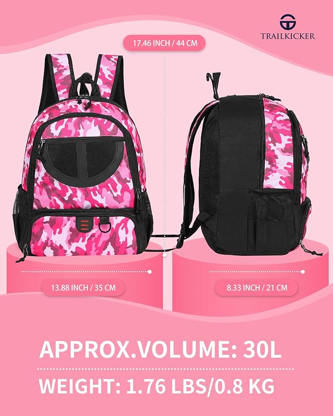 Basketball Bag Backpack for Men Women with Ball & Shoes Compartment 30L Capacity Lightweight Breathable Boys Girls Soccer Ball Bag Backpack Fit Volleyball Football Sports Travel School Gym