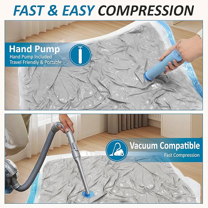 Cozy Essential Vacuum Storage Bags, 80% Compression Vacuum Seal Space Saver Plastic Packaging Bags for Clothes, Blankets, Pillow, Bedding, Comforters, Sealer Clothing Storage,20 Combo