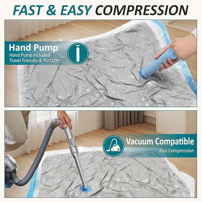 Cozy Essential Vacuum Storage Bags, 80% Compression Vacuum Seal Space Saver Plastic Packaging Bags for Clothes, Blankets, Pillow, Bedding, Comforters, Sealer Clothing Storage,30 Combo