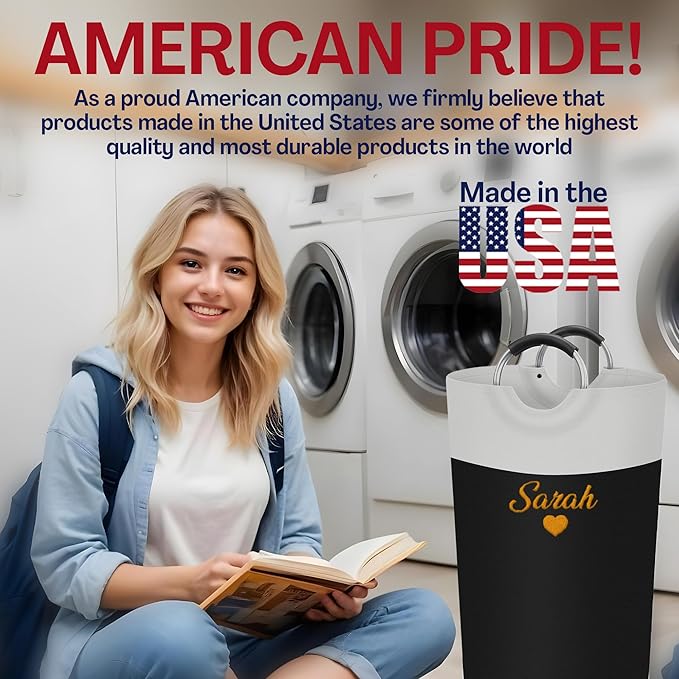 Personalized Laundry Basket, Embroidered Travel Laundry Hamper, Collapsible Laundry Baskets for College Dorm, Dirty Clothes Hamper, Waterproof Extra Large Laundry Bag with Handles with Name 90L-Beige