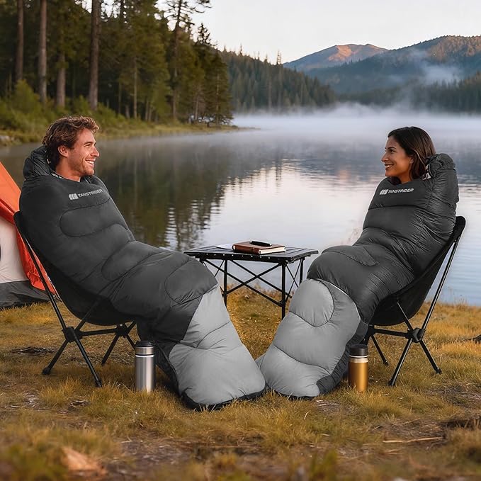 Sleeping Bag for Adults Warm Weather, Compact Lightweight Backpacking Sleeping Bag with Compression Sack, Camping Essentials Gear for Hiking Travel Climbing Outdoor & Indoor Use