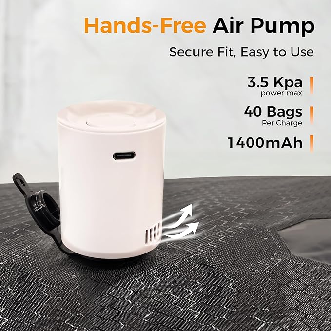 ZPO Travel Vacuum Bags with Pump, IP68 Waterproof Reusable Vacuum Compression Travel Bag with Transparent Window, Reusable Airless Vacuum Kit for Clothes, Backpacks & Suitcases (2 PC+PUMP)