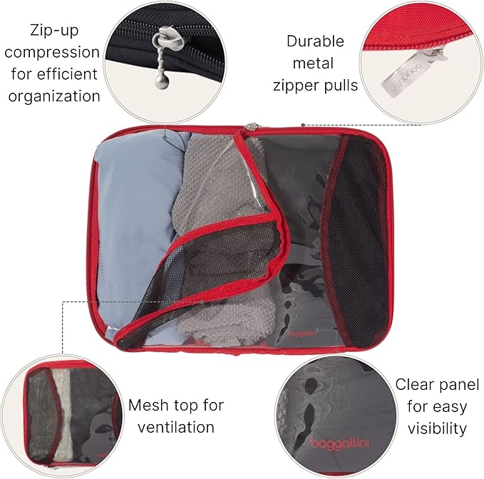 Baggallini Compression Cube 3-piece set - Lightweight Compression Packing Cubes for Travel