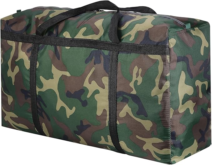 Camouflage Extra Large Moving Bags, Heavy Duty Storage Bags, 600D Oxford Cloth Wrap Around Handles Double Zipper, Waterproof Reusable Convenient (150L-2P)