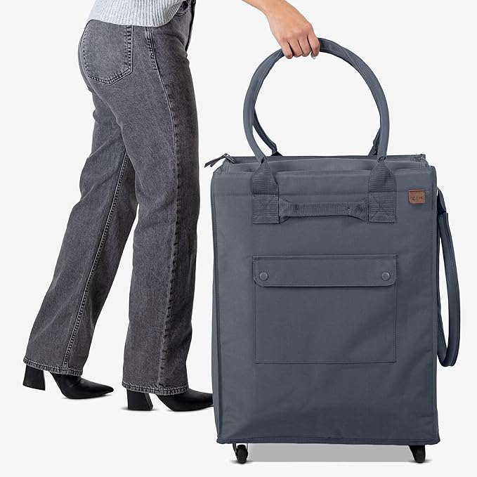 CleverMade Hauler Rolling Tote Bag, 90L Collapsible Portable Shopping Cart with Wheels for Groceries, Laundry, Organization