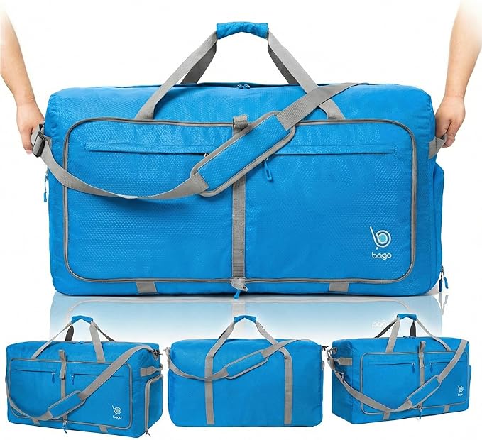 Bago Extra Large Duffle Bag for Travel Women & Men. Durable, Lightweight, Foldable Travel Duffel Bags For Traveling Women. 120L Duffle Bags Use As a Weekender Bag with Shoe Compartment, Checked Duffel