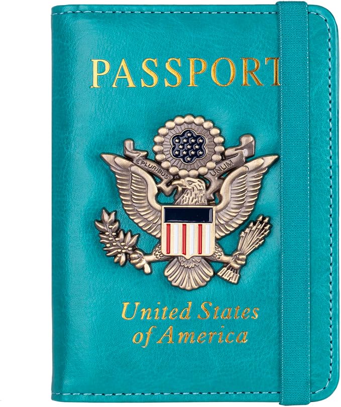 TOURSUIT RFID Blocking Passport Holder, Leather Travel Wallet, Light Blue by TOURSUIT