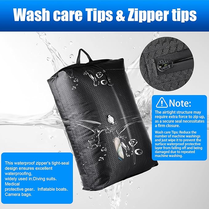 Travel Vacuum Bags with Pump–Electric Wireless Air Pump, Carry-on Size Vacuum bags for Travel, Double Layer for Luggage with IP67 Waterproof (2PC+Pump)