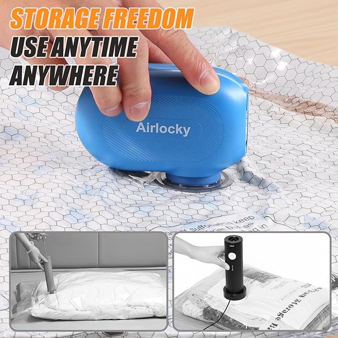 Travel Vacuum Storage Bags with Pump, 12 Pack Carry-on Compression Packing Bags + Portable Electric Pump, 80% Space Saver of Clothes, Vacuum Seal Bags for Clothing Travel Luggage