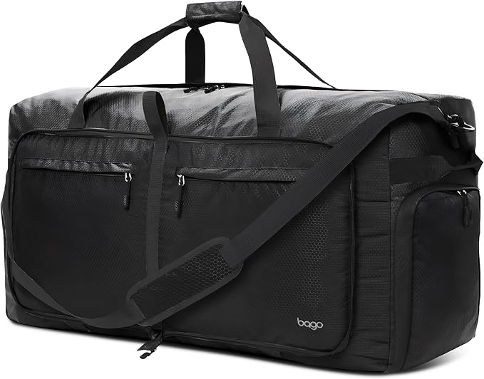 Bago Extra Large Duffle Bag for Travel Women & Men. Durable, Lightweight, Foldable Travel Duffel Bags For Traveling Women. 120L Duffle Bags Use As a Weekender Bag with Shoe Compartment, Checked Duffel