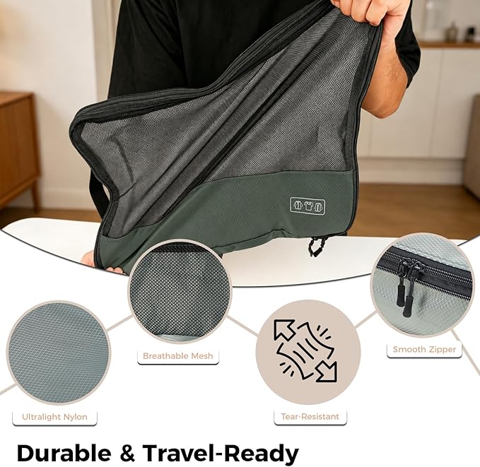 8-Piece Compression Packing Cubes for Travel, Trendy Luggage Organizer Set for Young Travelers, Space Saving for Carry-On, Suitcase, Vacation & Weekend Trips - Avocado Green