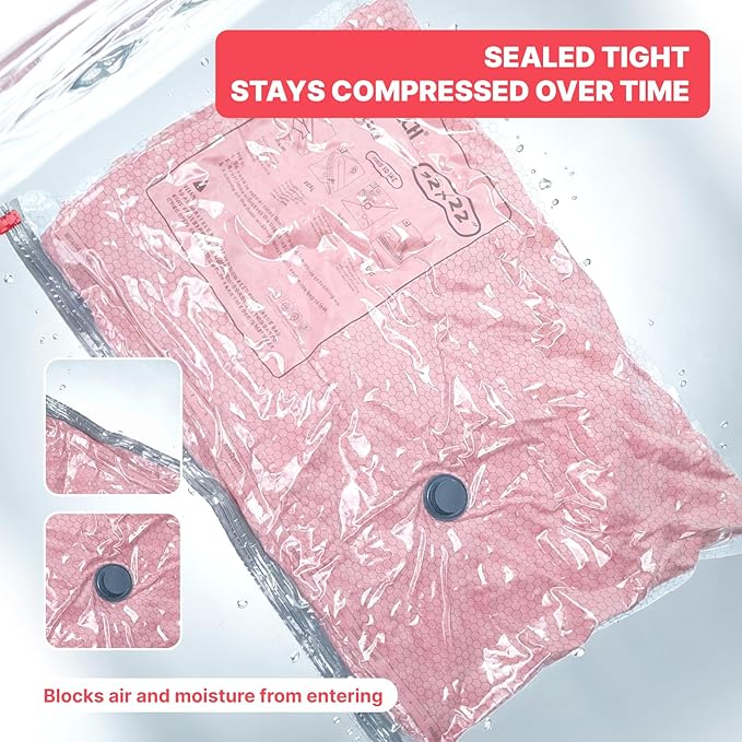IDEATECH 8Pack Vacuum Storage Bags with Electric Pump, Jumbo Vacuum Seal Bags for Clothing, Bedding & Blankets, Heavy Duty Compression Space Saver with Airtight Seal, Closet & Under Bed Storage-4L+4XL