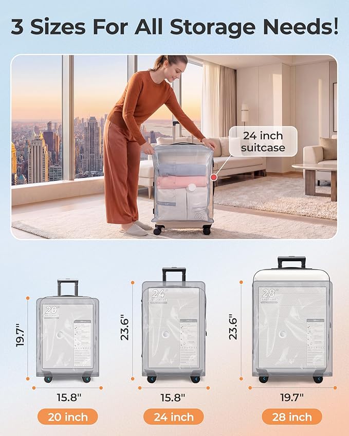 BAGSMART Vacuum Seal Storage Bags for Clothing Travel, 21 Pack Travel Essentials Bundle includes Laundry Bag & Waterproof Shoe Bag & TSA Approved Toiletry Bag, Hand Pump Included