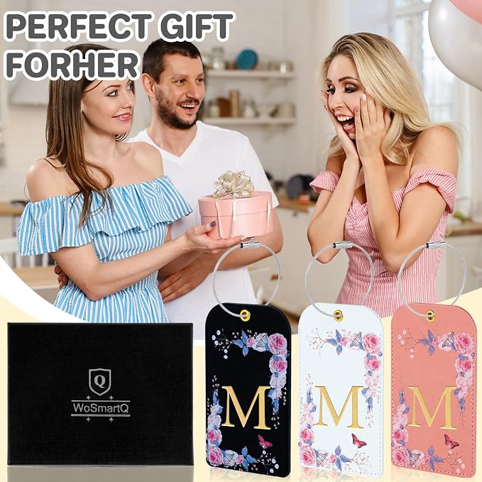 3 Pack Luxury Floral PU Leather Luggage Tags, Travel Accessories Gift (M) - Image 7