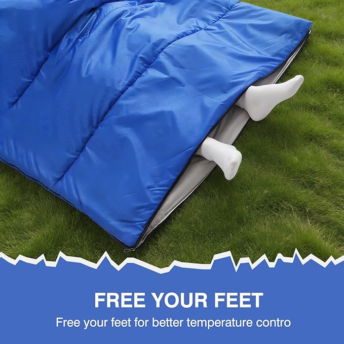 XXL Sleeping Bag for Adults Lightweight 41-59℉, 3-4 Season Waterproof Camping Sleeping Bag with Compression Sack for Backpacking Hiking