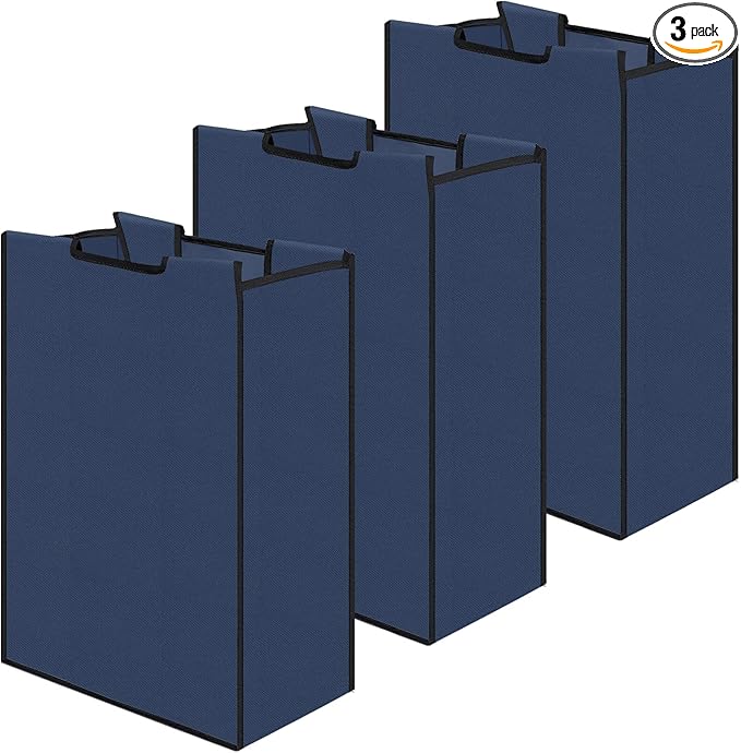 Bonuci 3 Pcs Laundry Sorter Replacement Bags Hamper Cart Removable Replacement Laundry Storage Organizer Bag Hamper Liner, No Hooks 14.76 x 8.66 x 21.65 Inch (Dark Blue)