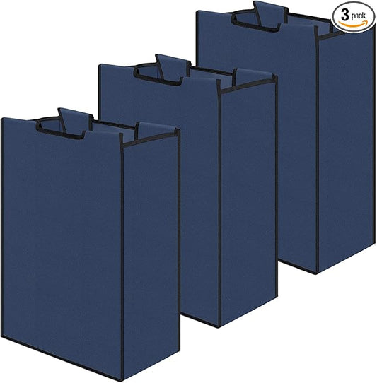 Bonuci 3 Pcs Laundry Sorter Replacement Bags Hamper Cart Removable Replacement Laundry Storage Organizer Bag Hamper Liner, No Hooks 14.76 x 8.66 x 21.65 Inch (Dark Blue)
