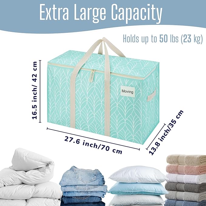 VENO 10 Pack Heavy Duty Moving Bags, Extra Large Storage Bags with Reinforced Handles & Strong Zippers, Foldable & Reusable Moving Box Alternative for Clothes & Dorm Storage