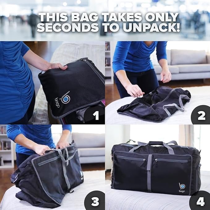 Bago Extra Large Duffle Bag for Travel Women & Men. Durable, Lightweight, Foldable Travel Duffel Bags For Traveling Women. 120L Duffle Bags Use As a Weekender Bag with Shoe Compartment, Checked Duffel