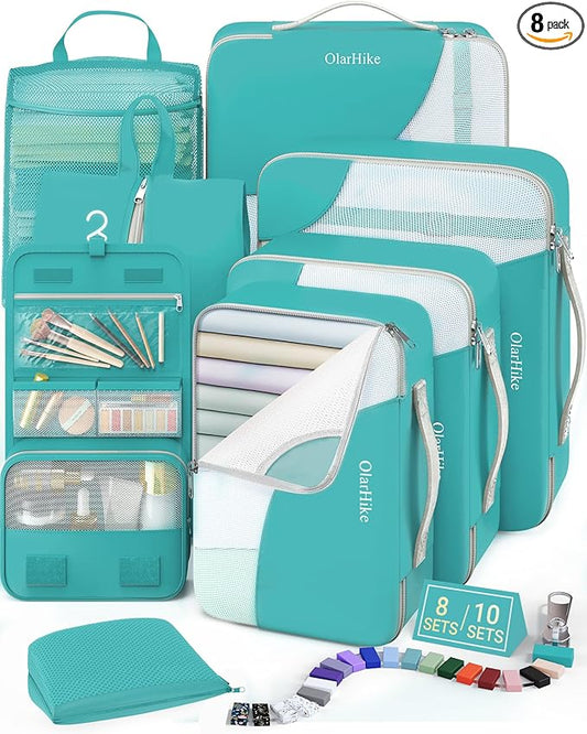 8 Set Packing Cubes for Travel, Gifts for Women Mom,Anti-Tearing Suitcase Organizer,OlarHike Vacation Essentials & Accessories for Cruise Ship