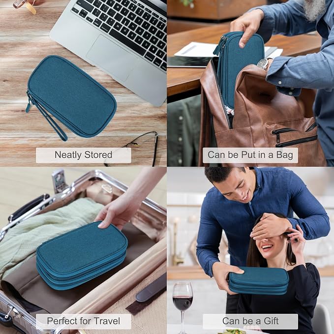 FYY Electronic Organizer, Travel Tech Pouch Bag, Cable Organizer Dark Green - Image 7