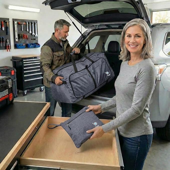 Bago Large Duffle Bag for Travel Women & Men. Durable Lightweight Foldable Travel Duffel Bags For Traveling Women. 100L Duffle Bags for Overnight Bag With Shoe Compartment Collapsible Weekender duffel