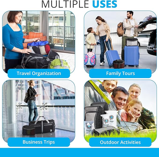 bago 7 Pcs Packing Cubes for Travel - 4 Travel Packing Cubes for Suitcases with 3 ZipLock Bags - Luggage Organizer Bags to Get Maximum Storage, Save Time & Effort to Pack (Black Pink)