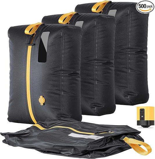 Vacuum Bags for Travel w/Rechargeable Pump, 24L Reusable Vacuum Compression Bag Packing Cubes for Carry-On Suitcase & Backpack, IP67 Waterproof Space Saver Vacpack Storage Kit (3 Pack+Pump)