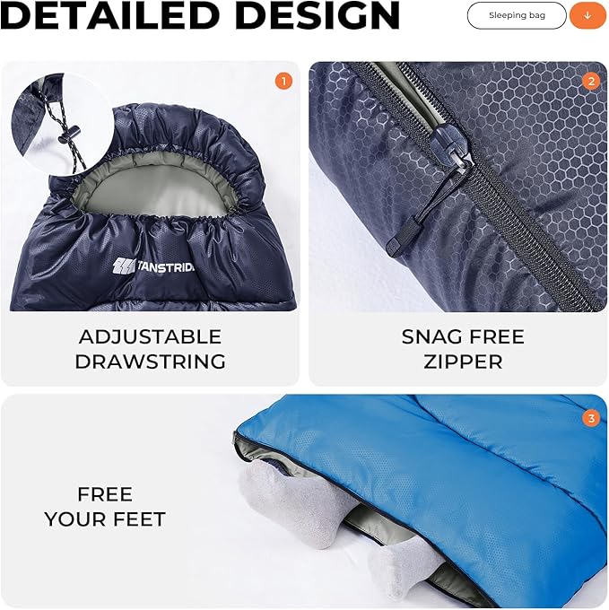 Sleeping Bag for Adults Warm Weather, Compact Lightweight Backpacking Sleeping Bag with Compression Sack, Camping Essentials Gear for Hiking Travel Climbing Outdoor & Indoor Use
