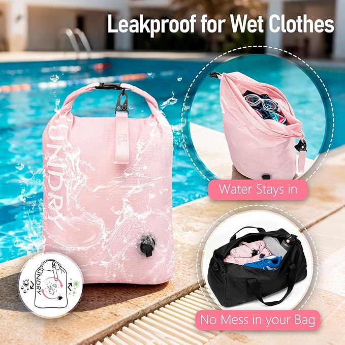 WiseBoy Compression Laundry Bag 2 Pack, Pump-Free Space Saving Travel Laundry Bag, Waterproof Odor-Resistant Dirty Clothes Bag for Suitcase, Wet Dry Gym & Swim Organizer (Navy Blue & Pink)