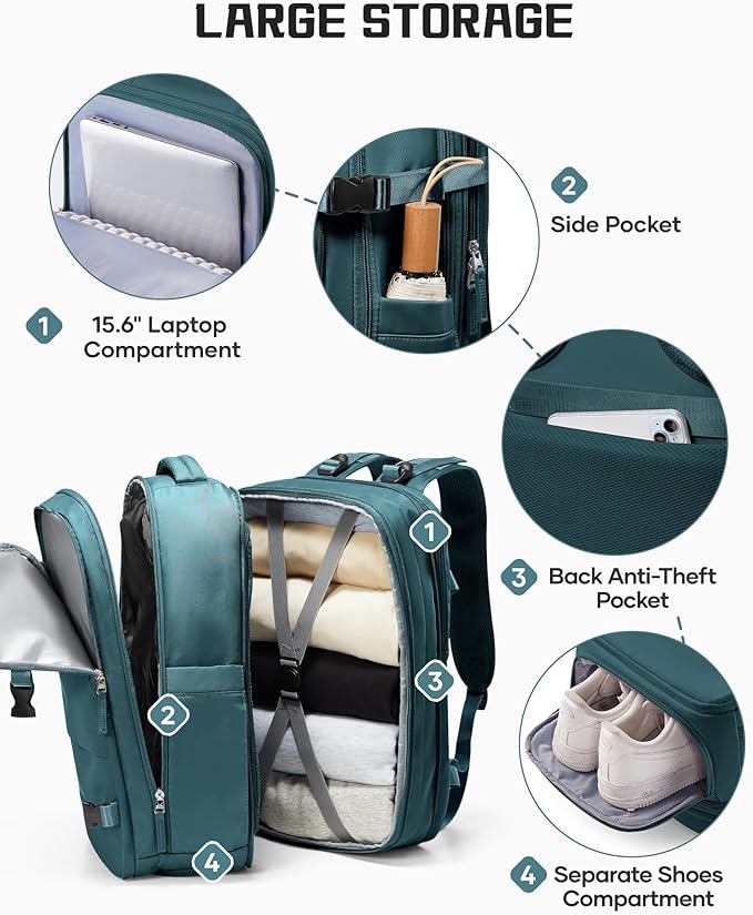 wepadre Vacuum Travel Backpack with Pump Travel Backpack with Vacuum System Expandable Vacpack Compression Backpacks for Travel Easy Vac Pack Carry on Luggage